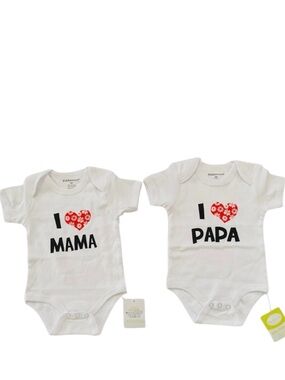Unisex Infant Baby I Love Papa I Love Mama Bodysuit Onesie White 3 Months